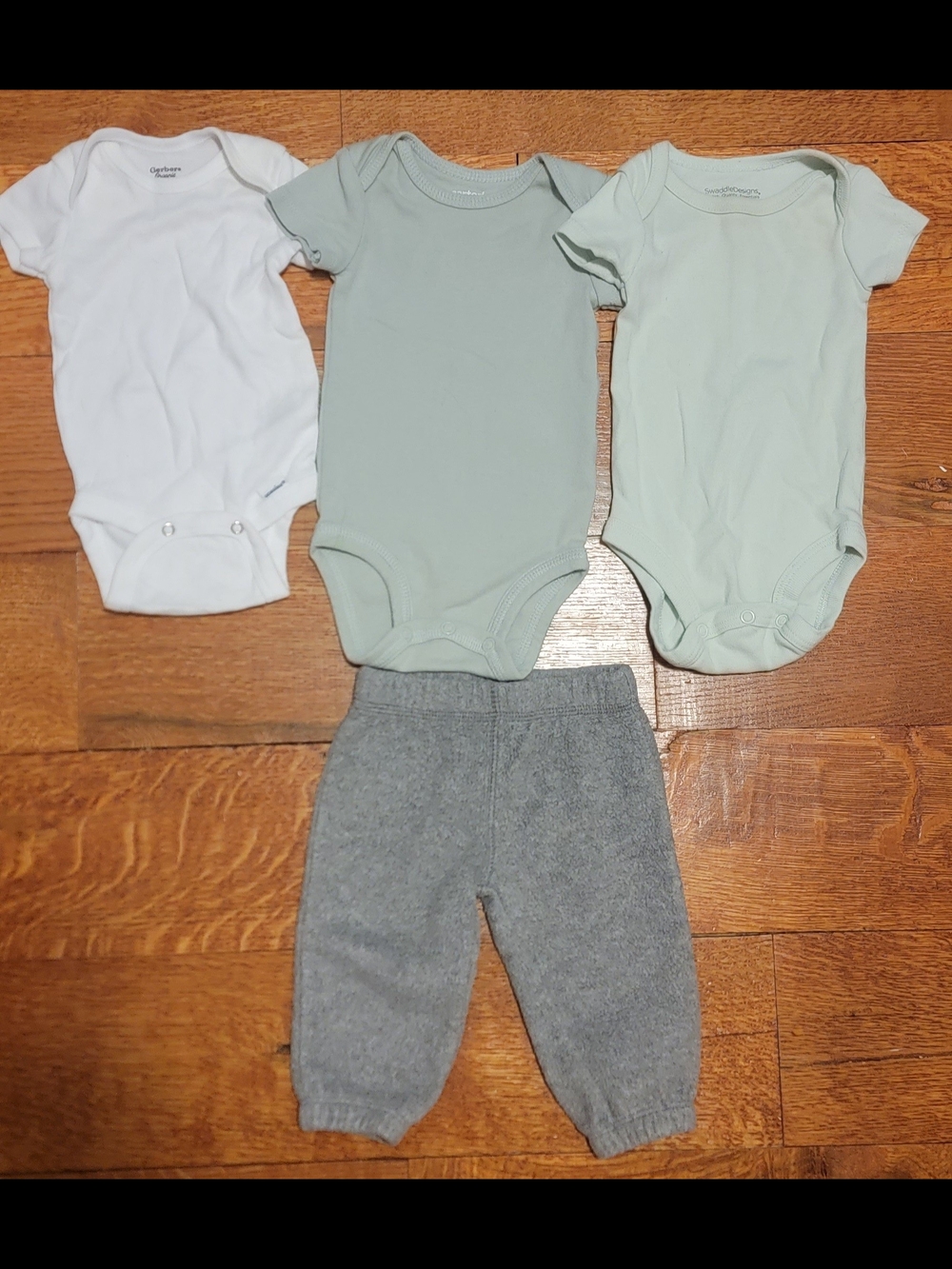 0-3M Baby Neutral Basics Lot | Onesies Bodysuits + Gray Pants
